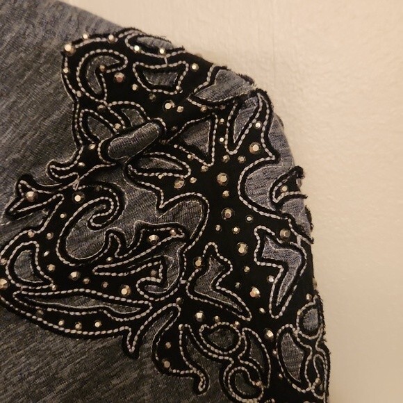 Miss Me Distressed Studded & Embellished Button-Up Gray Cardigan Size S - Picture 8 of 9